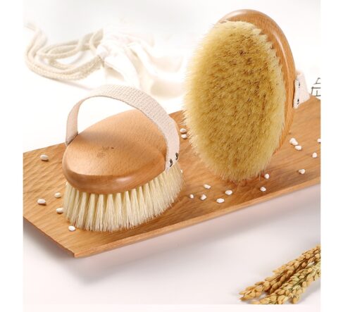 Bristle Brush Bath Brush - Exfoliate & Massage with Pig Hair & Solid Wood - Image 3