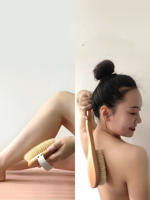 Bristle Brush Bath Brush - Exfoliate & Massage with Pig Hair & Solid Wood - Image 6