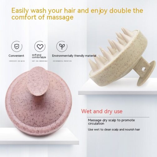 Fashion Massage Soft Rubber Shampoo Brush – ABS Wheat Straw, 4 Colors