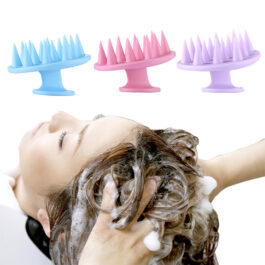 Shampoo Brush with Soft Silicone Bristles for Scalp Massage and Deep Cleaning – Pink, Green, Blue, Purple